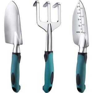 Garden Tools Set, 3 Piece Heavy Duty Gardening Tools Cast Aluminum with Handle